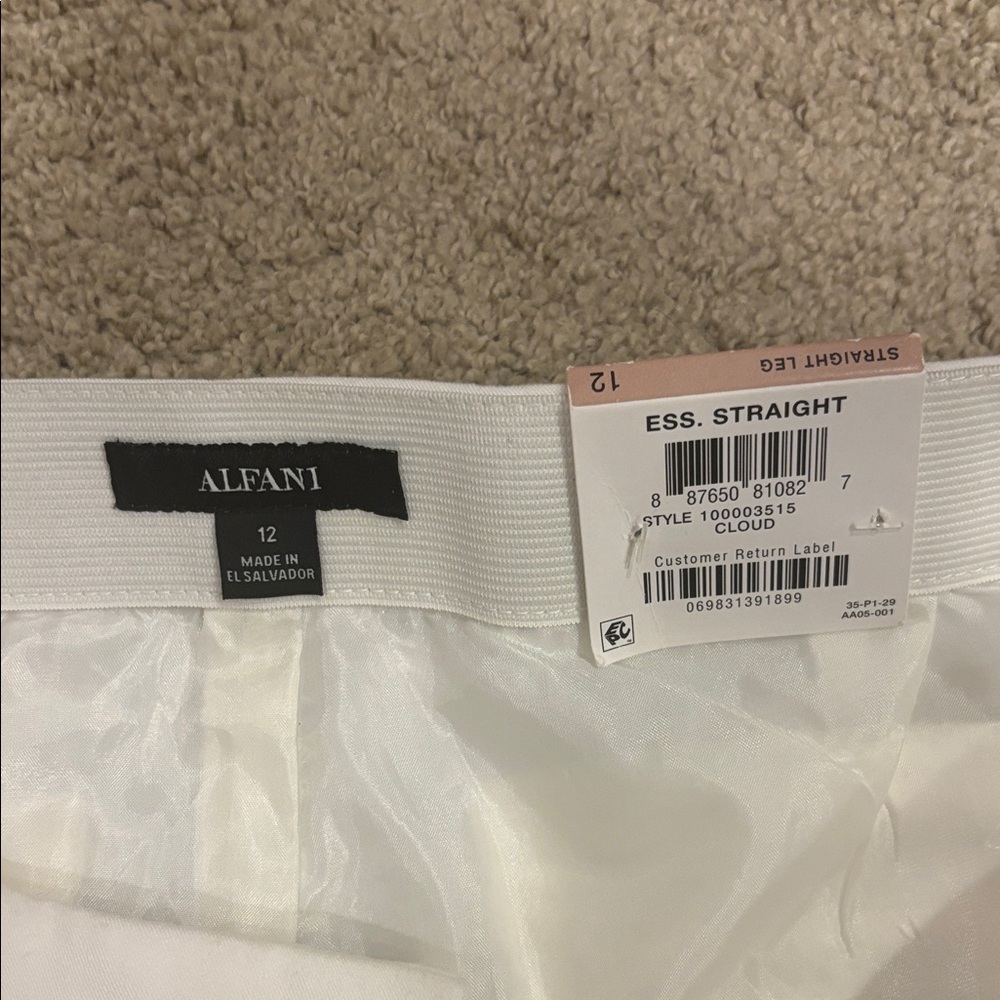 NWT Alfani Cloud White Essential Straight Dress Pants - 12 - Picture 2 of 5